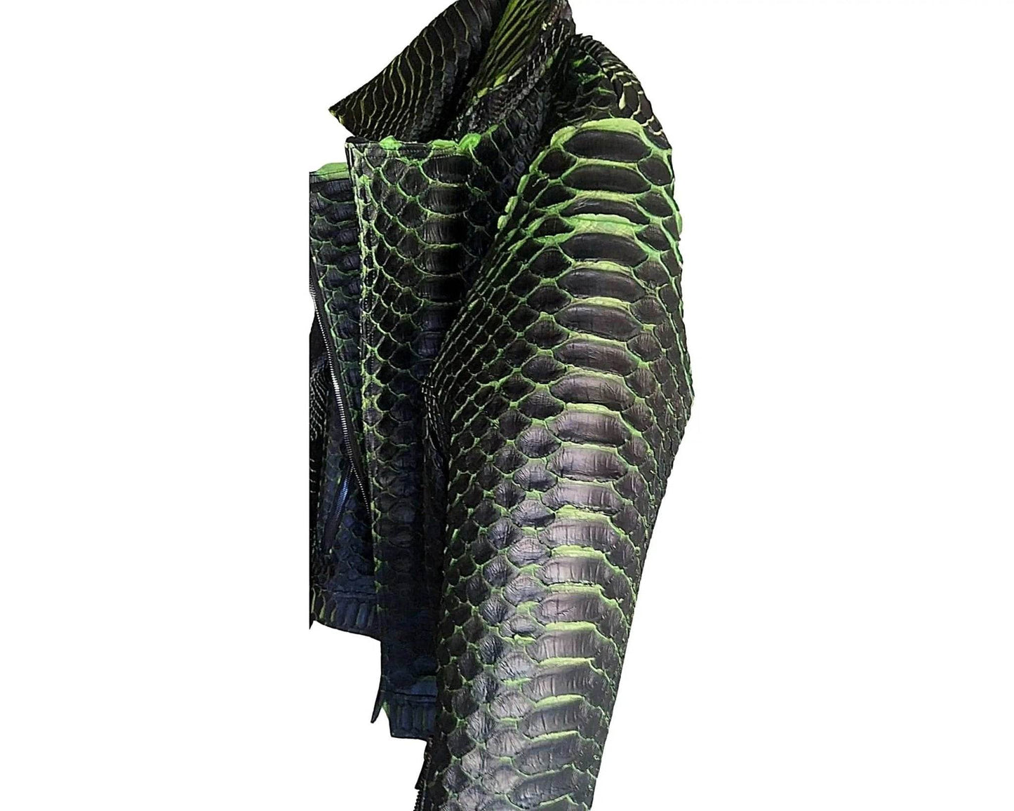 Motorcycle Leather Jacket | King Snakeskin Python Leather Scales - LFM Fashion