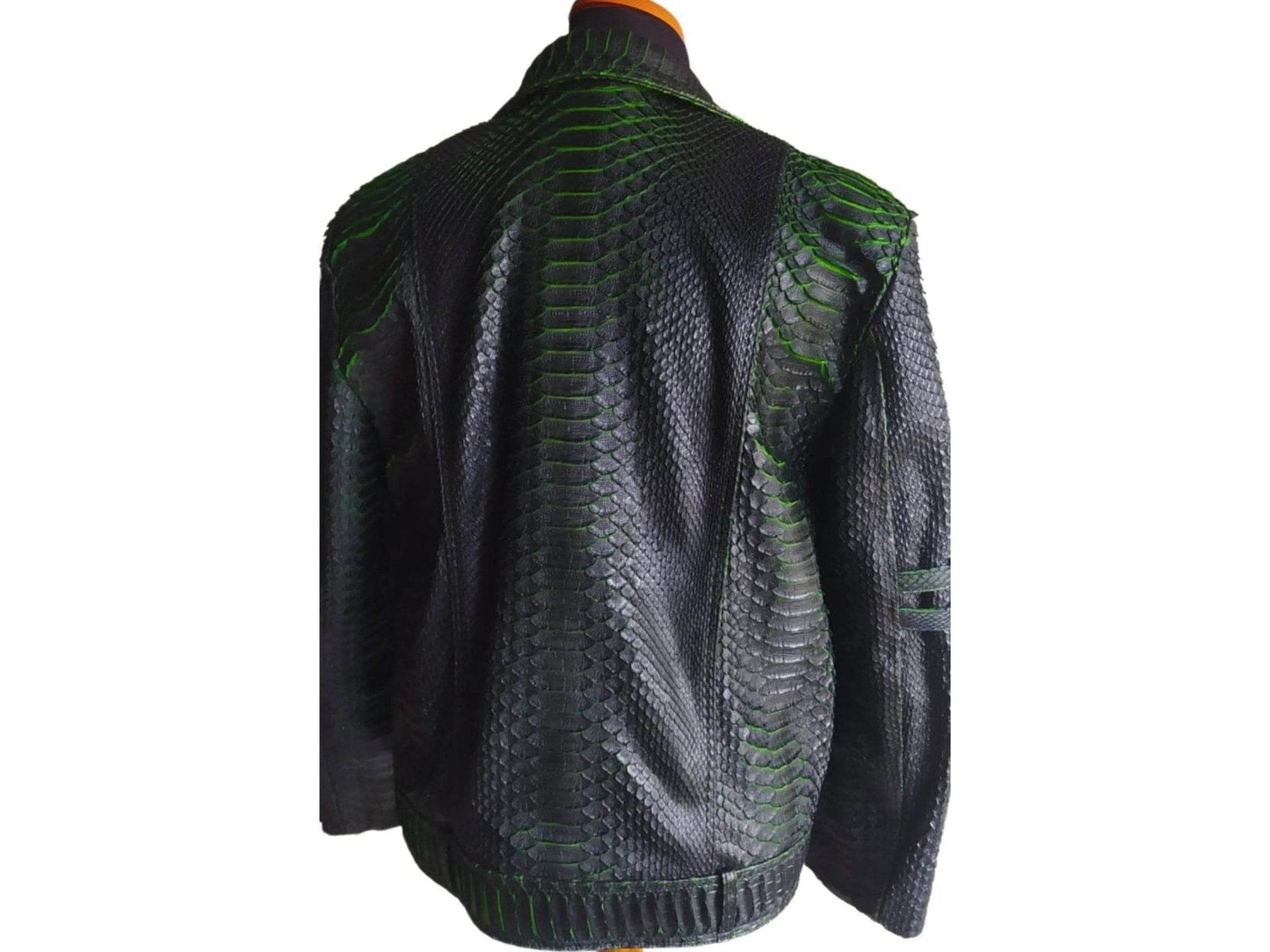 Motorcycle Leather Jacket | King Snakeskin Python Leather Scales - LFM Fashion
