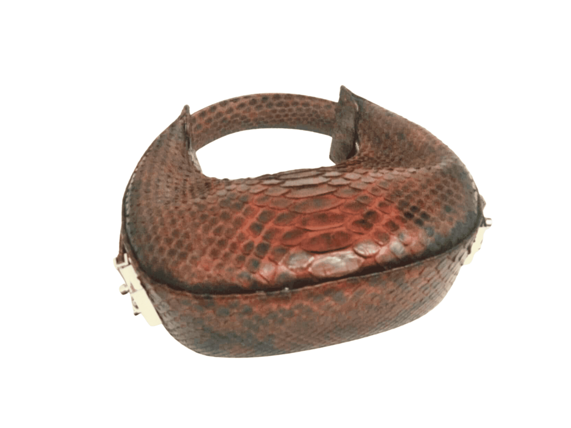 Oval Snakeskin Evening Handbag Brown Python Jacket by LFM Fashion