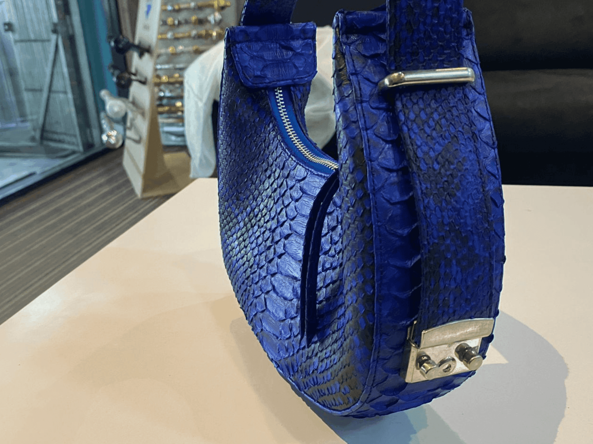 Oval Snakeskin Evening Handbag Python Jacket by LFM Fashion