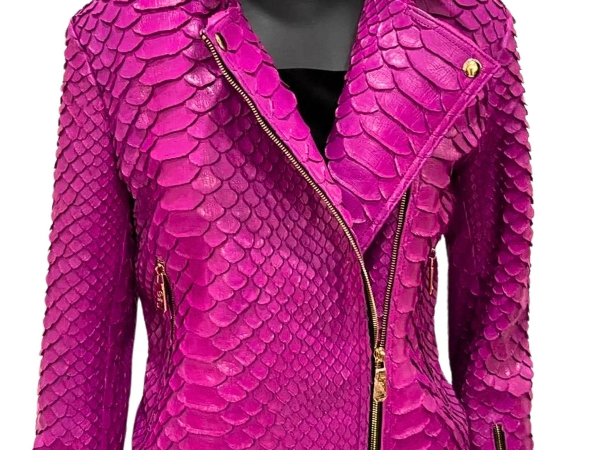 Pink Snakeskin Leather Jacket - LFM Fashion