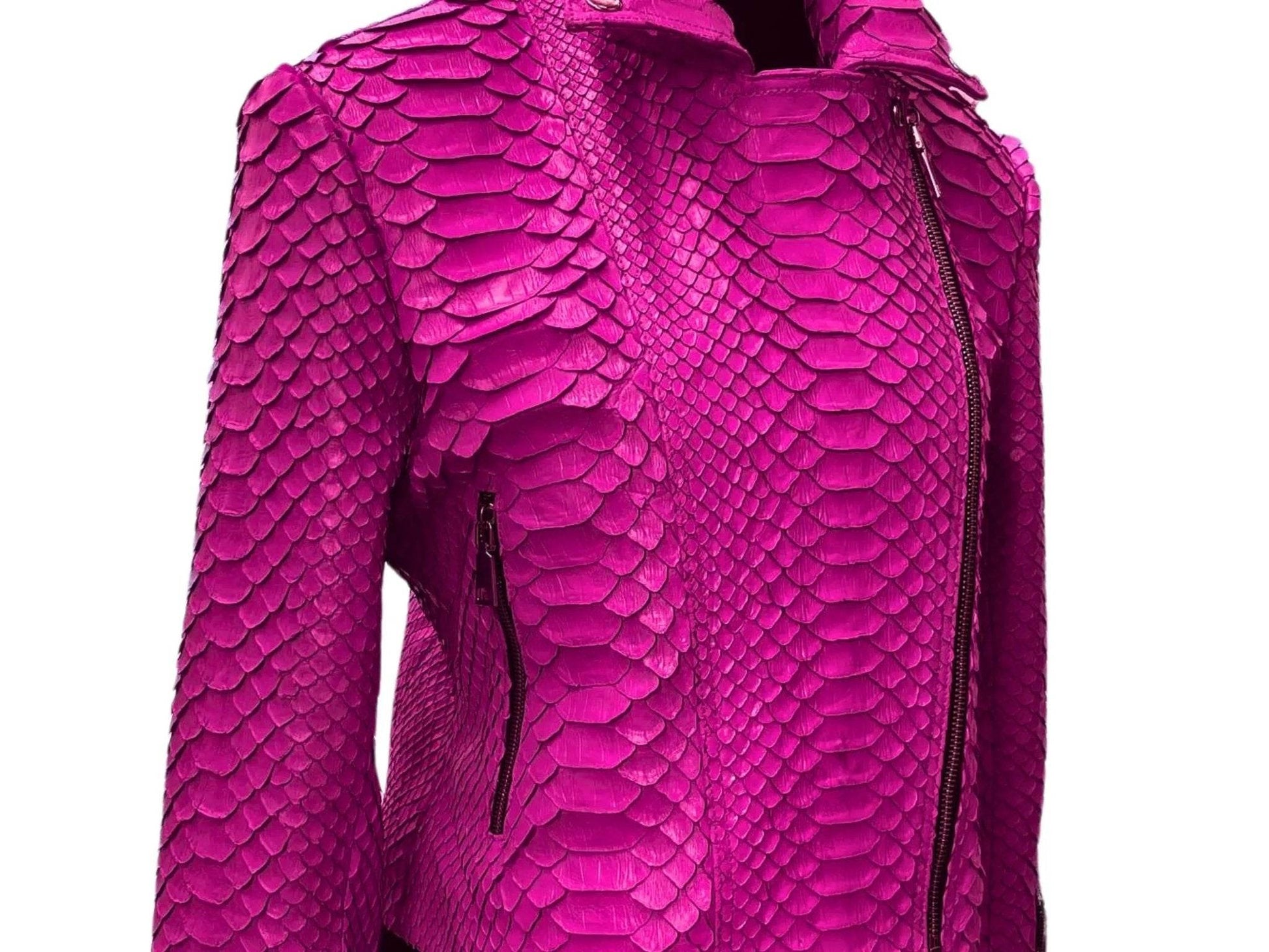 Pink Snakeskin Leather Jacket - LFM Fashion