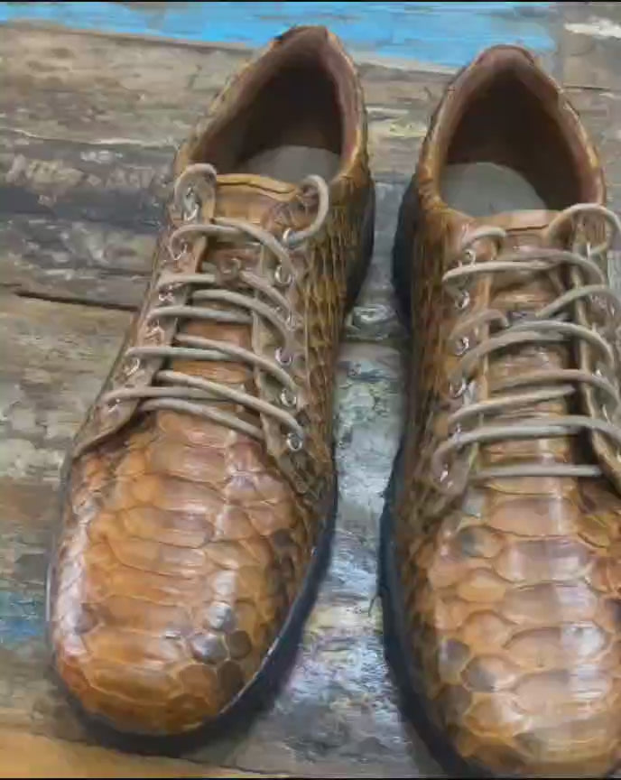 brown snake skin sneakers