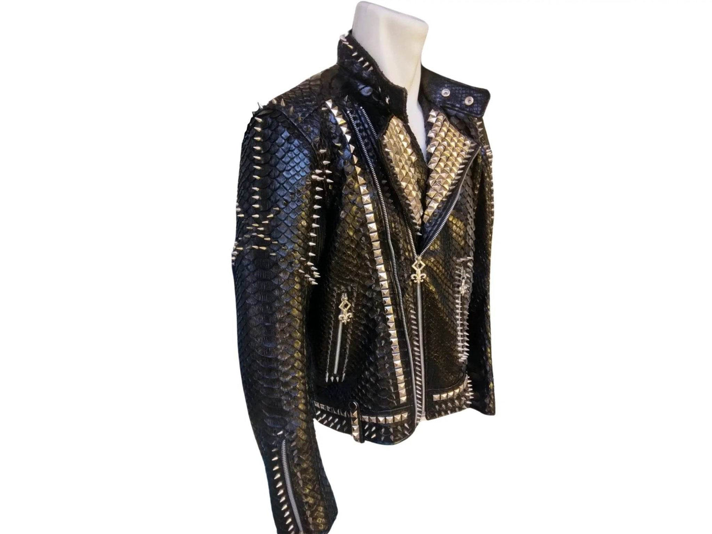Punk Rock Leather Jacket | Real Python Snake Skin - LFM Fashion