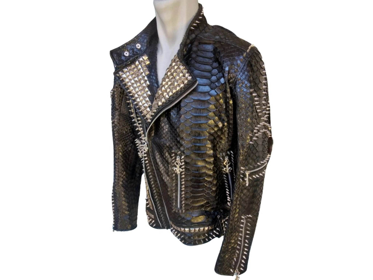 Punk Rock Leather Jacket | Real Python Snake Skin - LFM Fashion