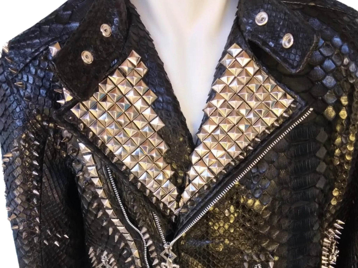 Punk Rock Leather Jacket | Real Python Snake Skin - LFM Fashion