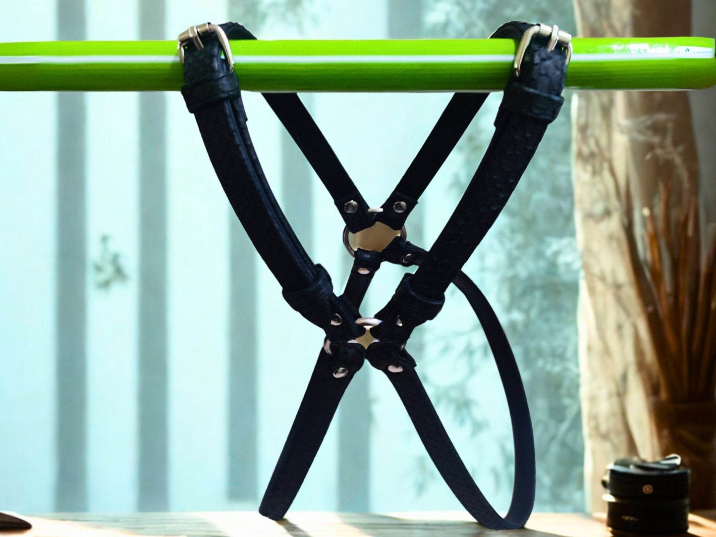 Python Snakeskin Leather Harness X Strap Style O Rings - LFM Fashion