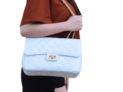 Quilt Snakeskin Flap Bag Python Jacket by LFM Fashion