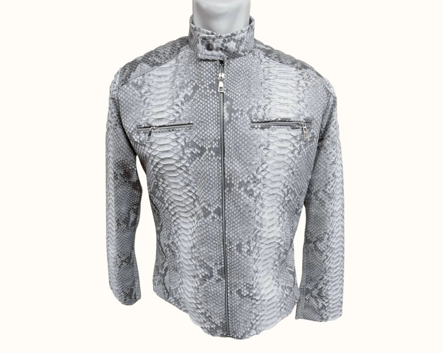 Quilted Python Snakeskin Leather Jacket - Python Jacket by LFM Fashion