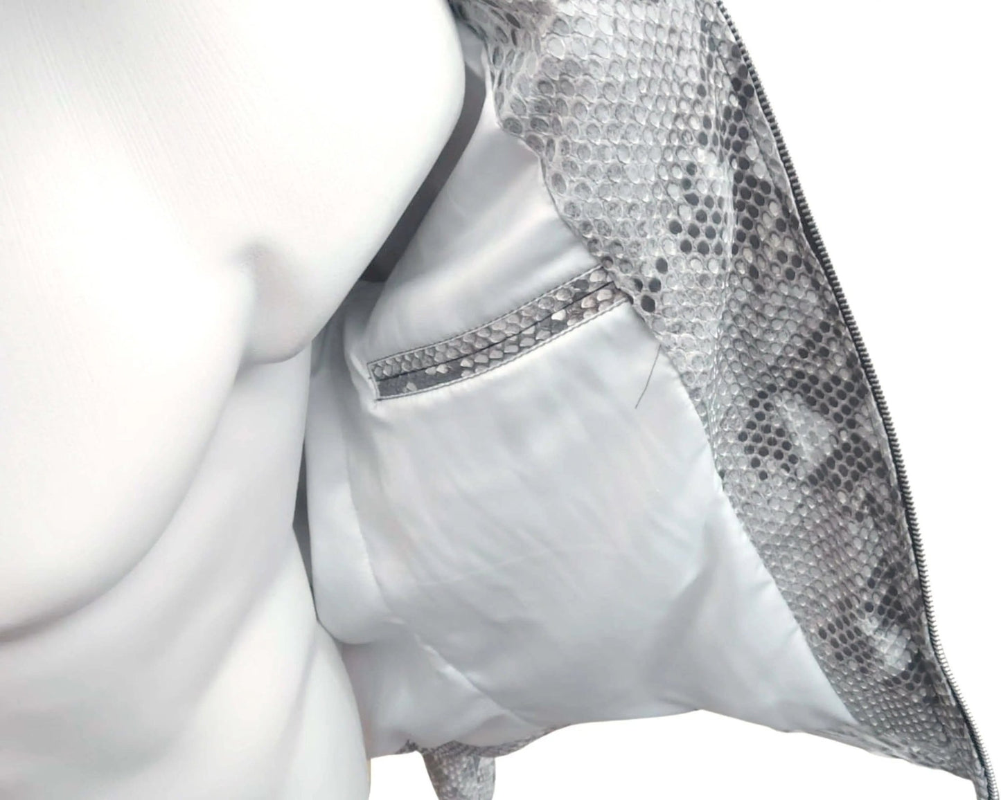 Quilted Python Snakeskin Leather Jacket - Python Jacket by LFM Fashion