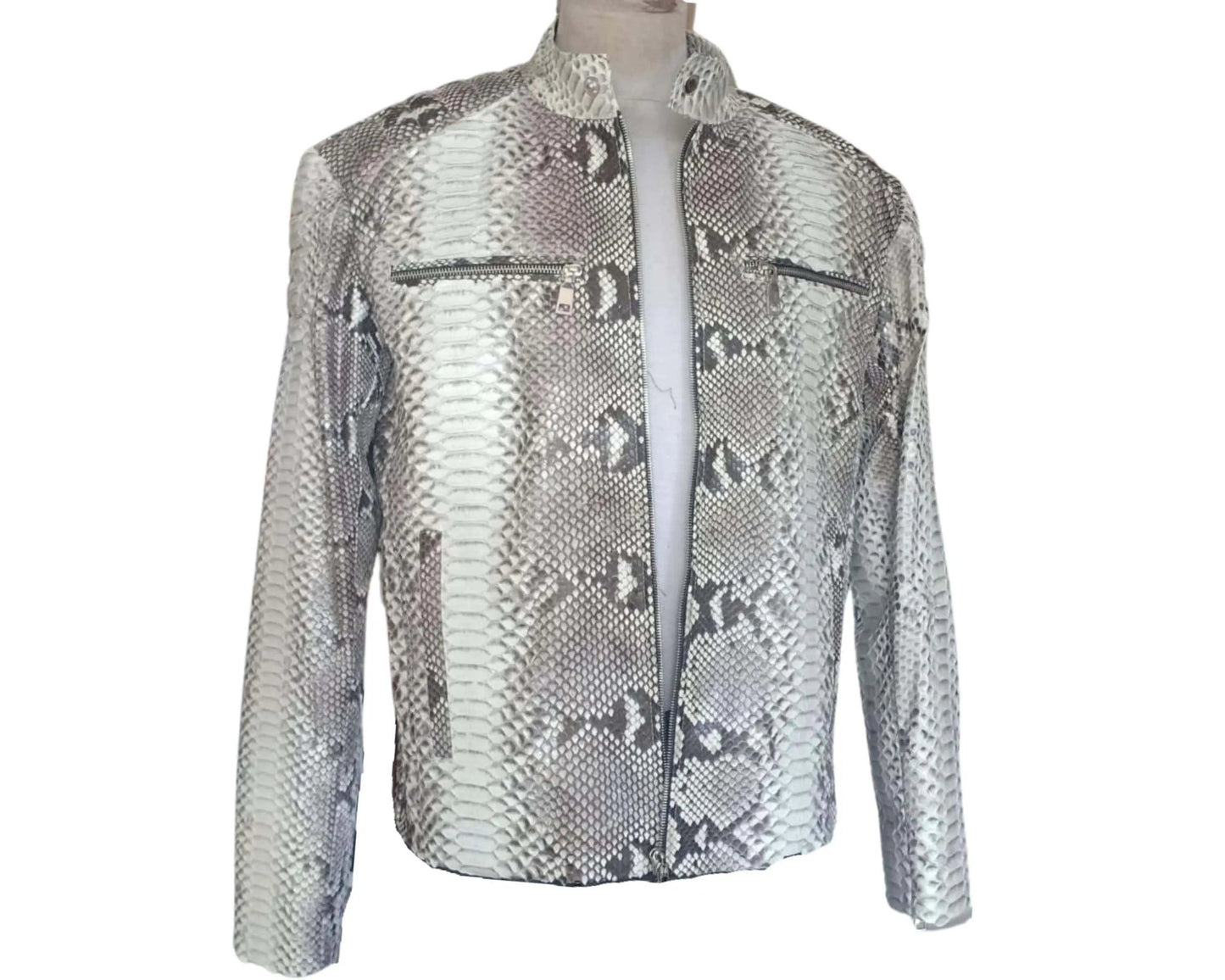 Quilted Python Snakeskin Leather Jacket - Python Jacket by LFM Fashion