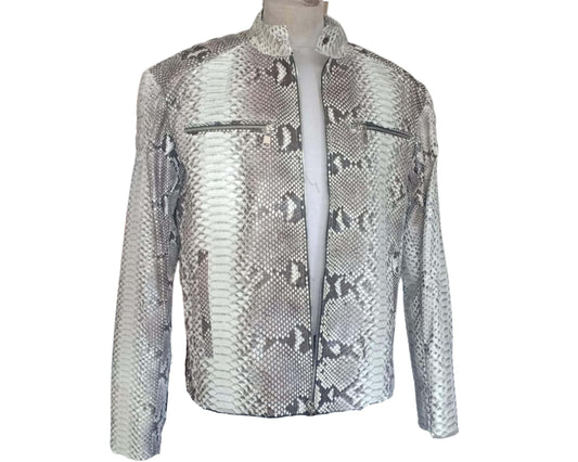 Men Jacket Quilted Python Snakeskin Leather Jacket Python Jacket by LFM Fashion