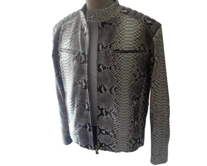 Men Jacket Quilted Python Snakeskin Leather Jacket Python Jacket by LFM Fashion