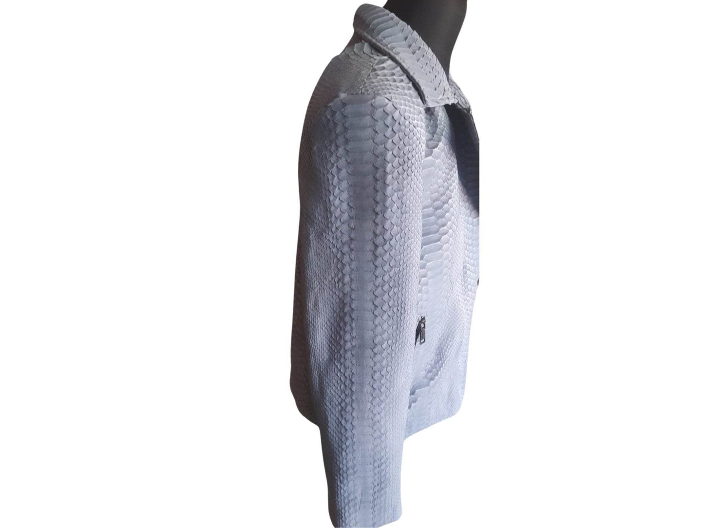 Rock Blue Snakeskin Motorcycle Leather Jacket - LFM Fashion
