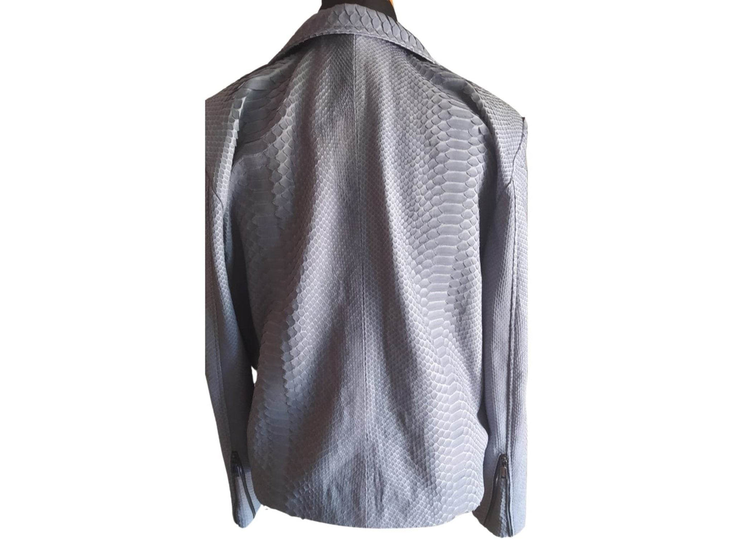 Rock Blue Snakeskin Motorcycle Leather Jacket - LFM Fashion