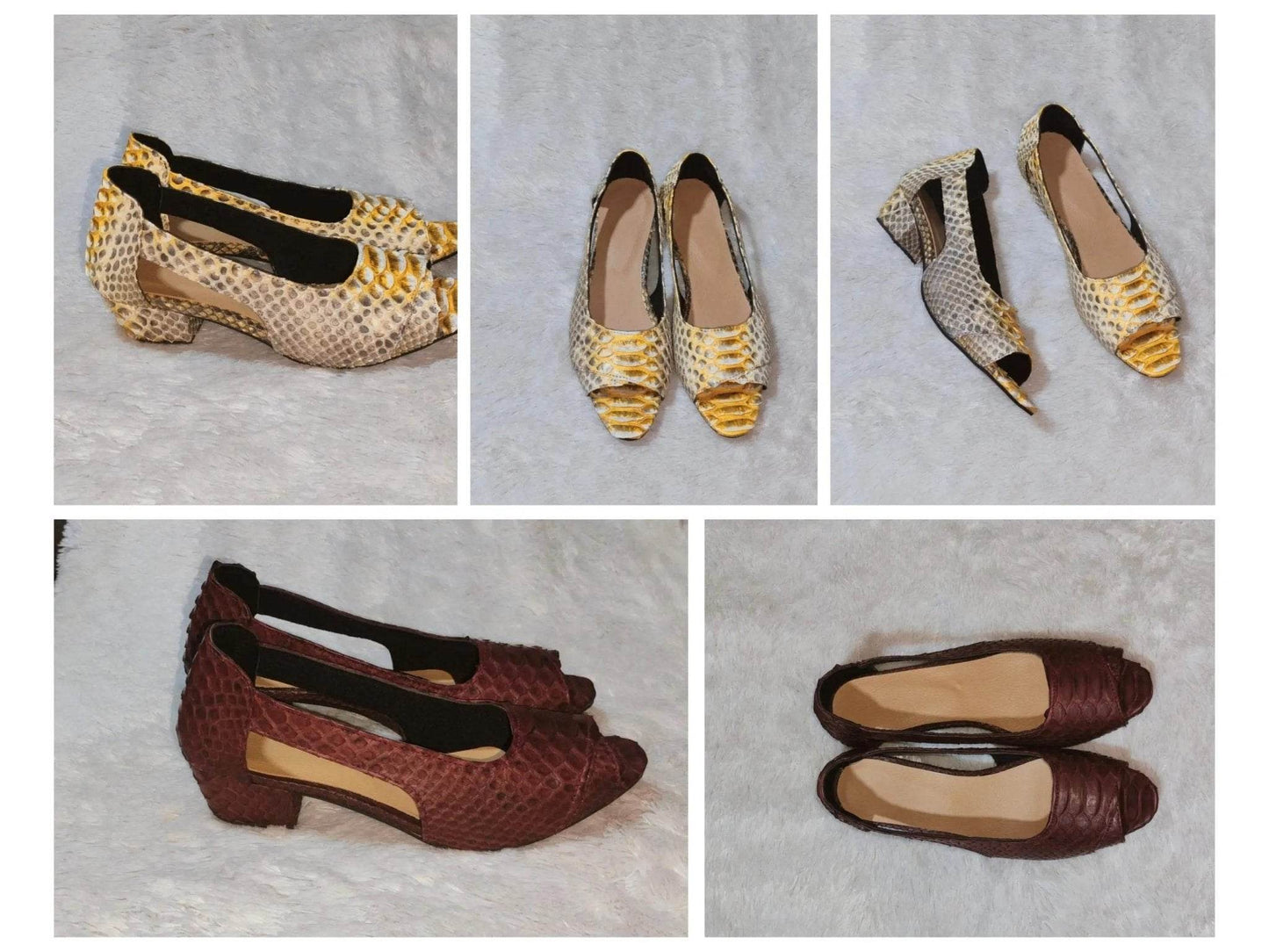 Snake Skin Open Toe Pump Shoes - LFM Fashion