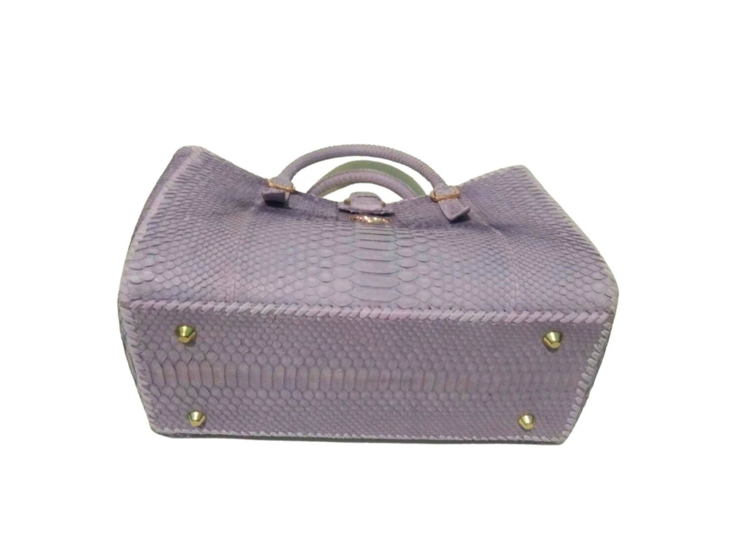 Snake Skin Tote Leather Bag with Edge Woven Accent - LFM Fashion