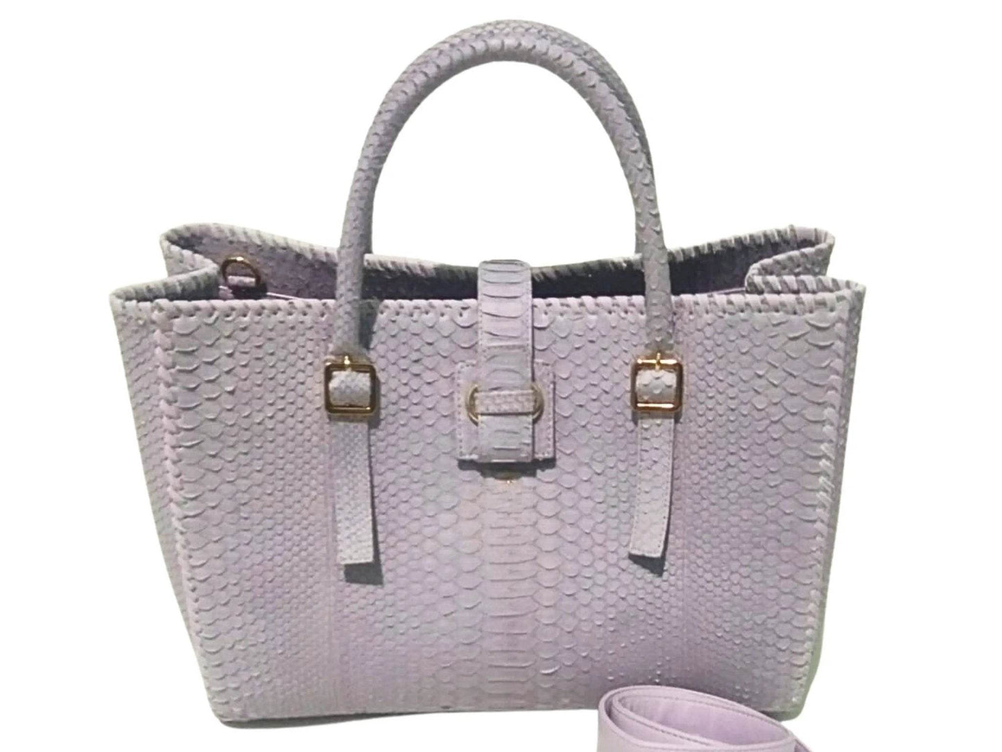Snake Skin Tote Leather Bag with Edge Woven Accent - LFM Fashion