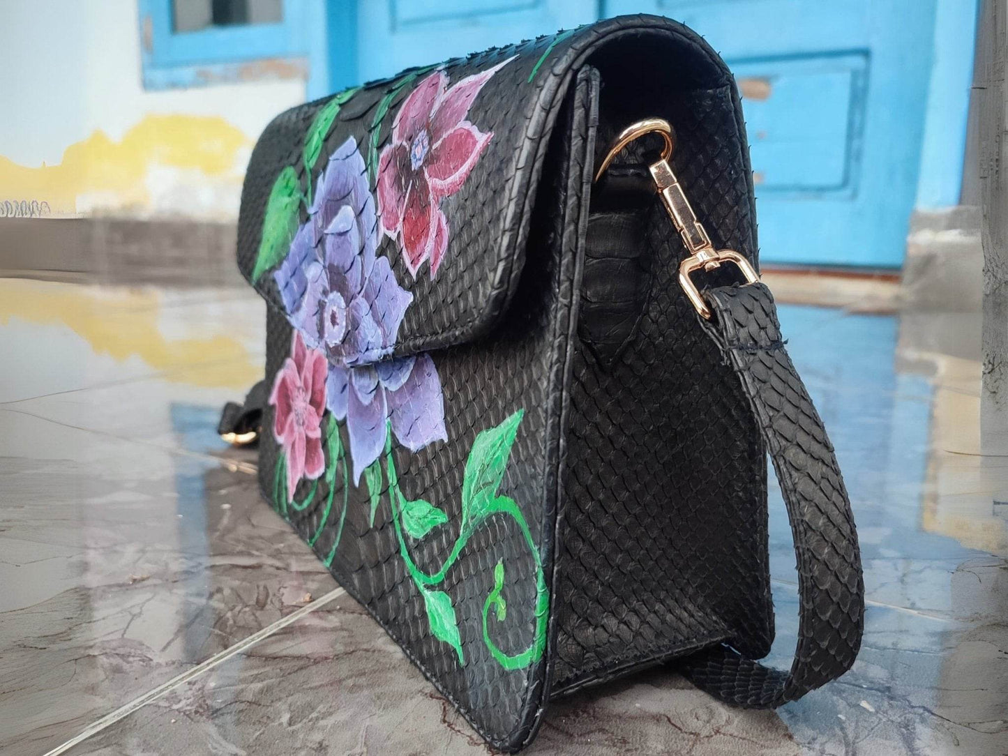 Snakeskin Bag Hand-Painted by Local Women - LFM Fashion