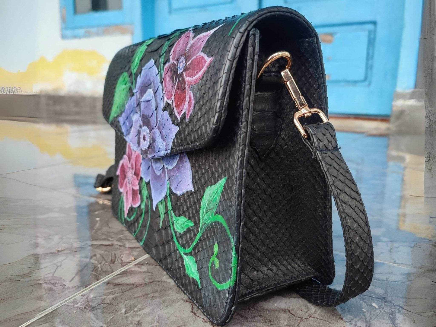 Snakeskin Bag Hand-Painted by Local Women