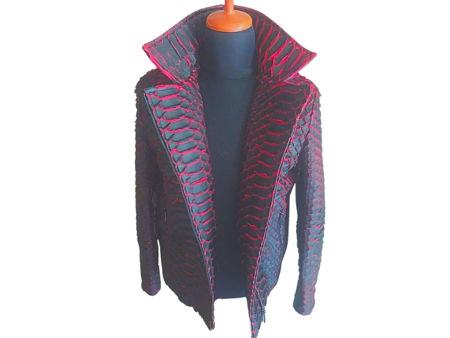 Snakeskin Biker Leather Jacket - Python Jacket by LFM Fashion