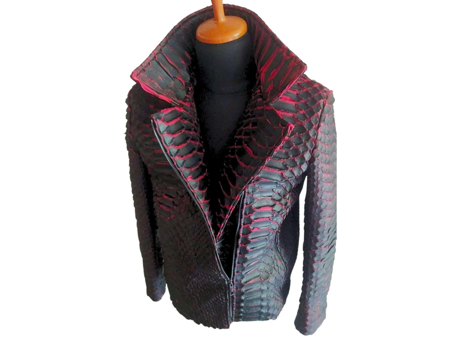 Snakeskin Biker Leather Jacket - Python Jacket by LFM Fashion