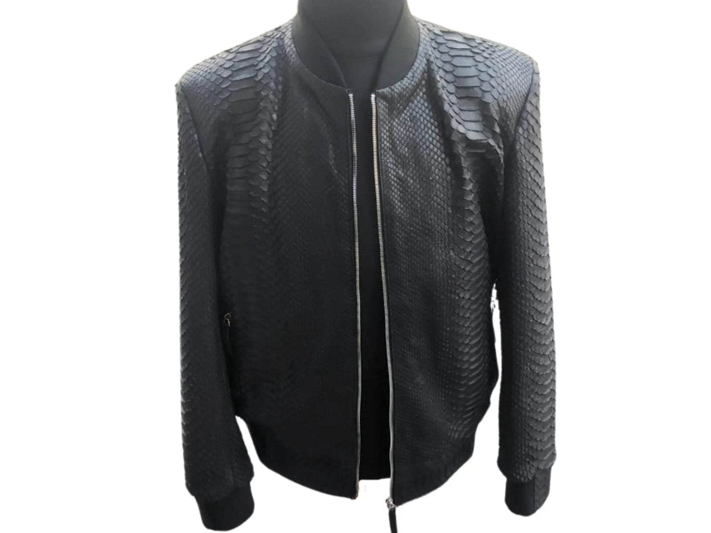 Snakeskin Bomber Leather Jacket - LFM Fashion