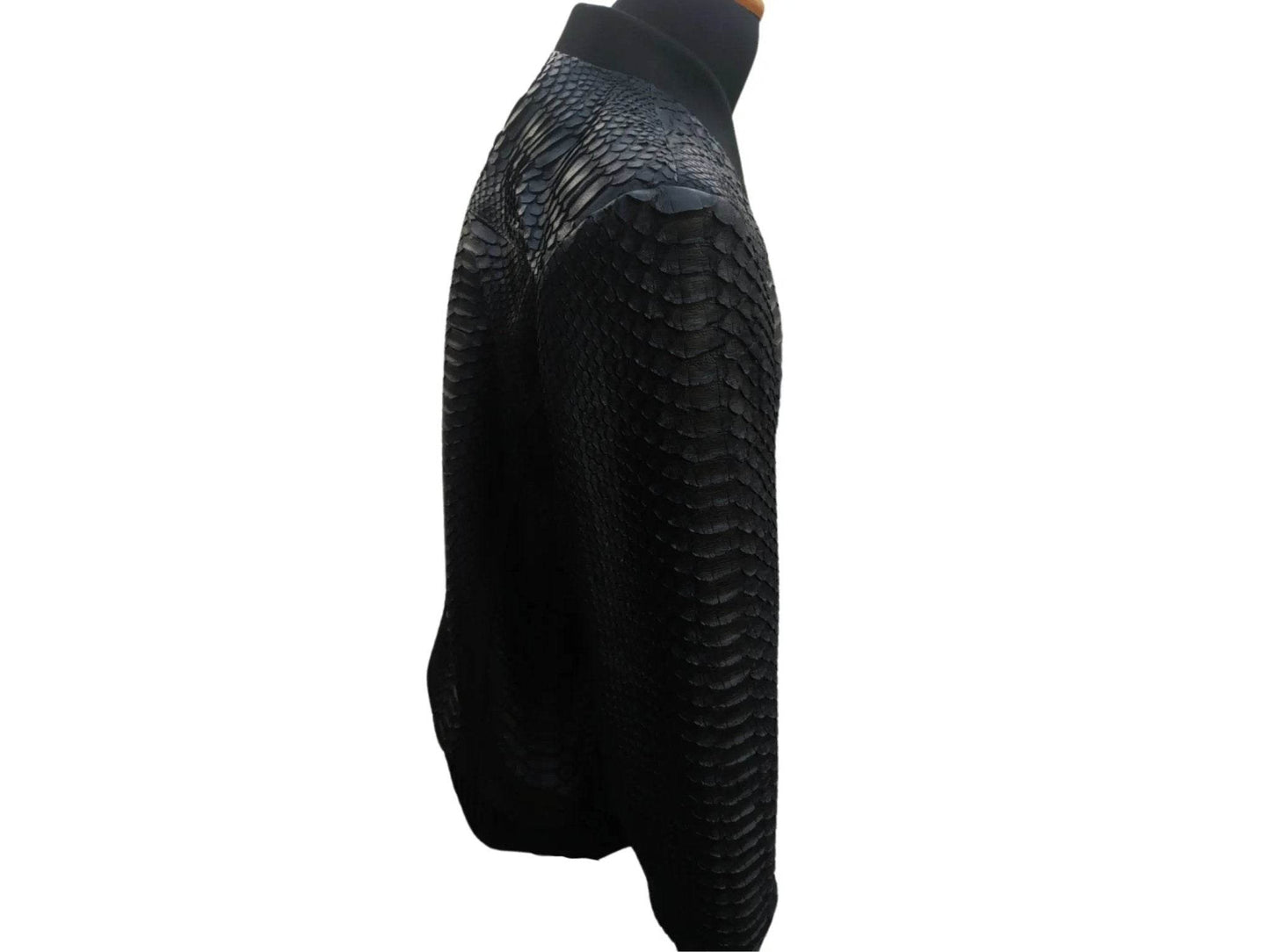 Snakeskin Bomber Leather Jacket - LFM Fashion
