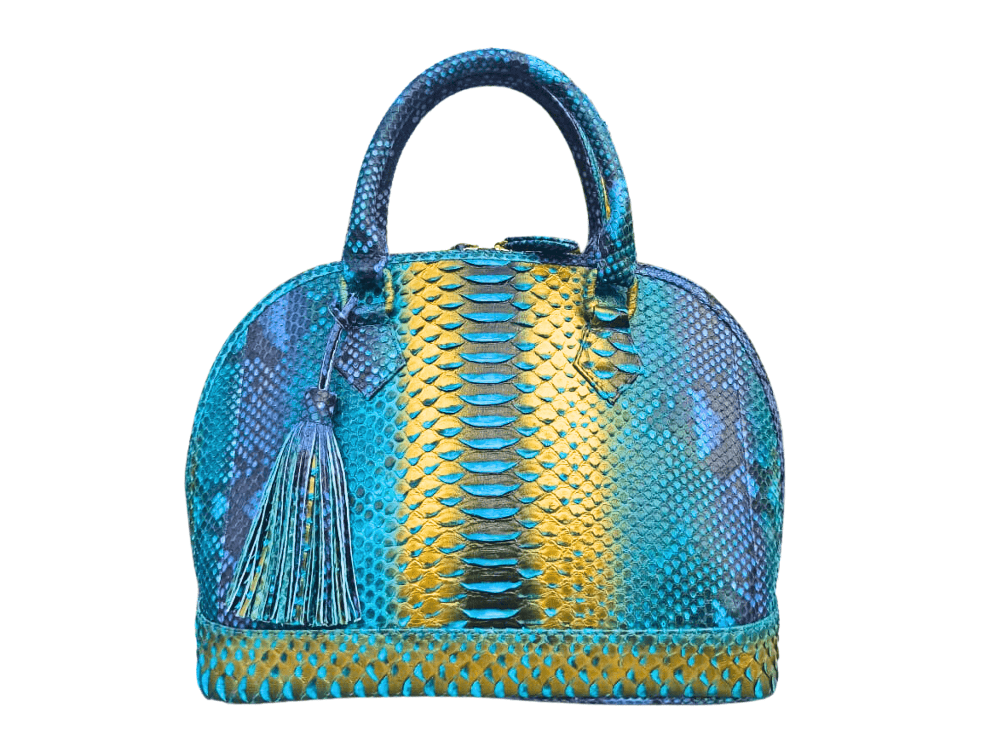 Snakeskin Bowler Bag Hippie Blue Python Jacket by LFM Fashion