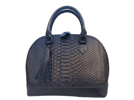 Snakeskin Bowler Bag Black Python Jacket by LFM Fashion