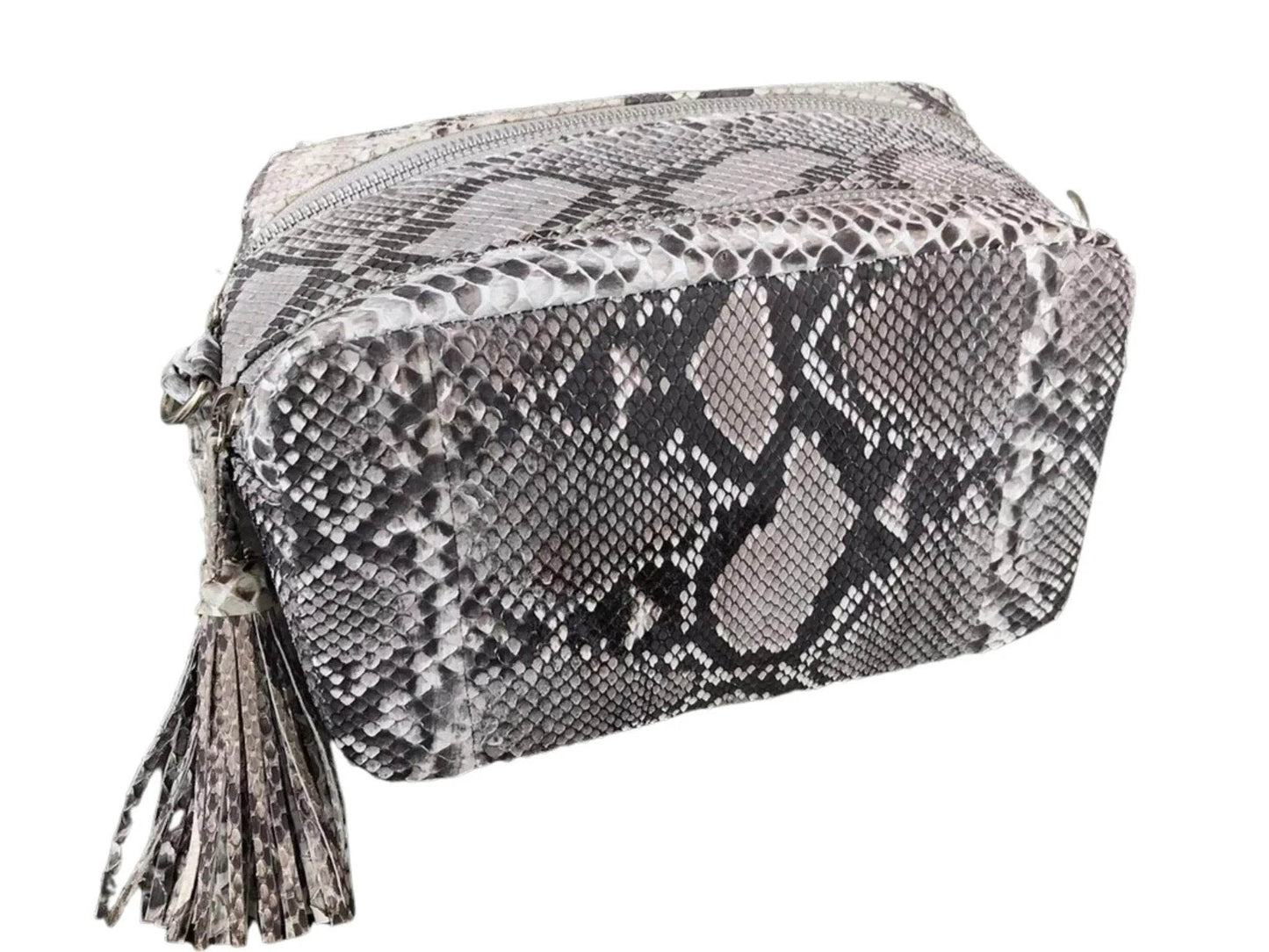 Snakeskin Cosmetic Bag Double Zipper Compartment - LFM Fashion