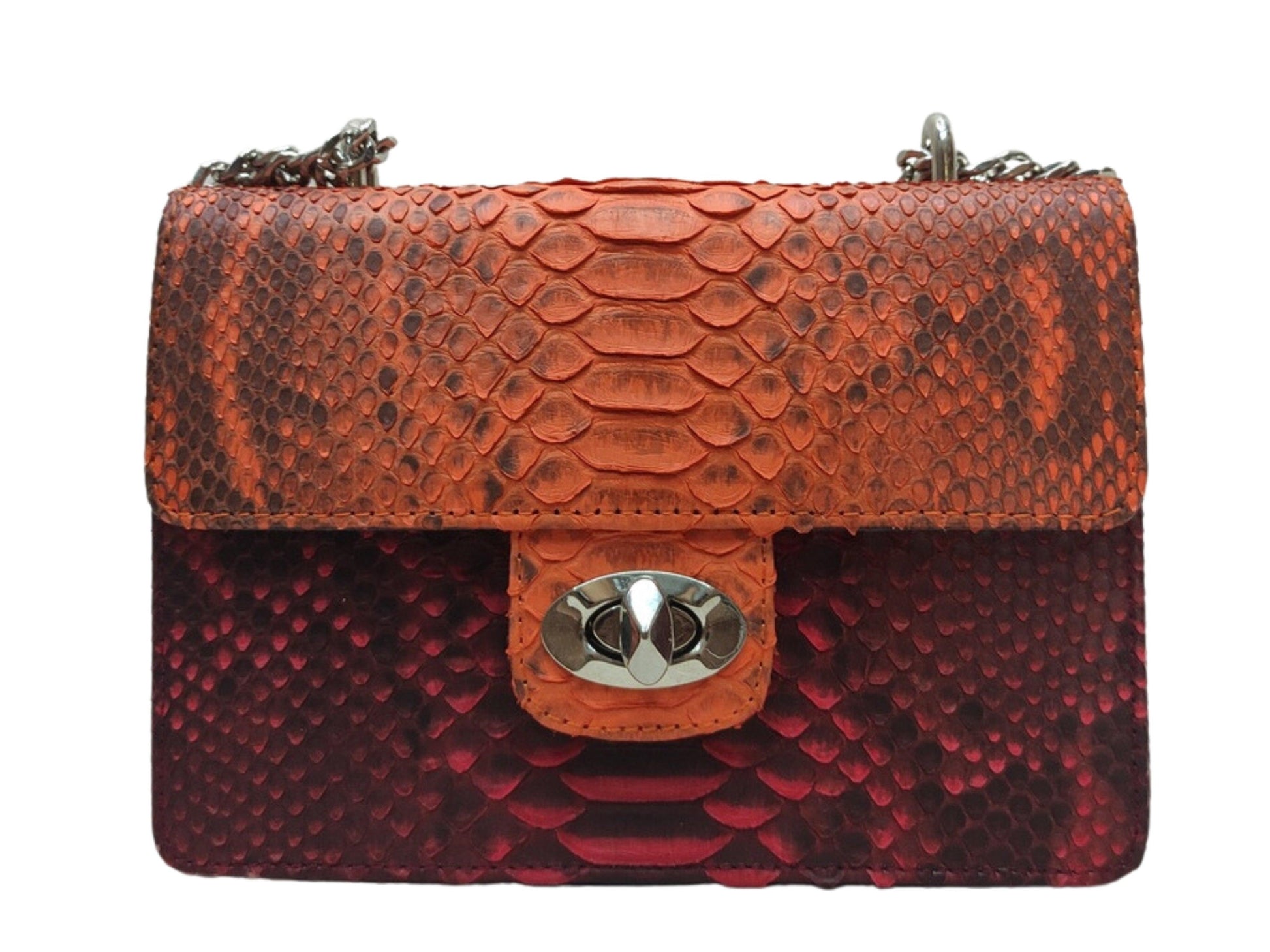 Python Bags Snakeskin Evening Handbag for Women Red Terracotta Python Jacket by LFM Fashion