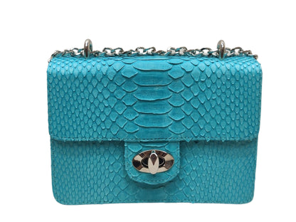 Python Bags Snakeskin Evening Handbag for Women Aqua Blue Python Jacket by LFM Fashion