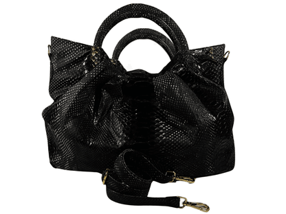 Snakeskin Hobo Floy Handbag Black Python Jacket by LFM Fashion