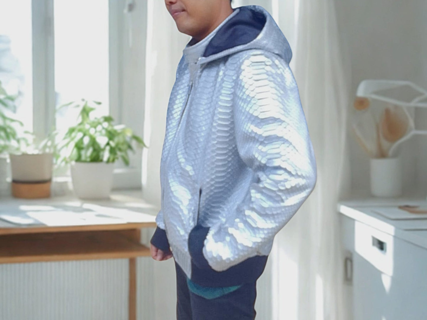 Snakeskin Hoodie Varsity Jacket - 11