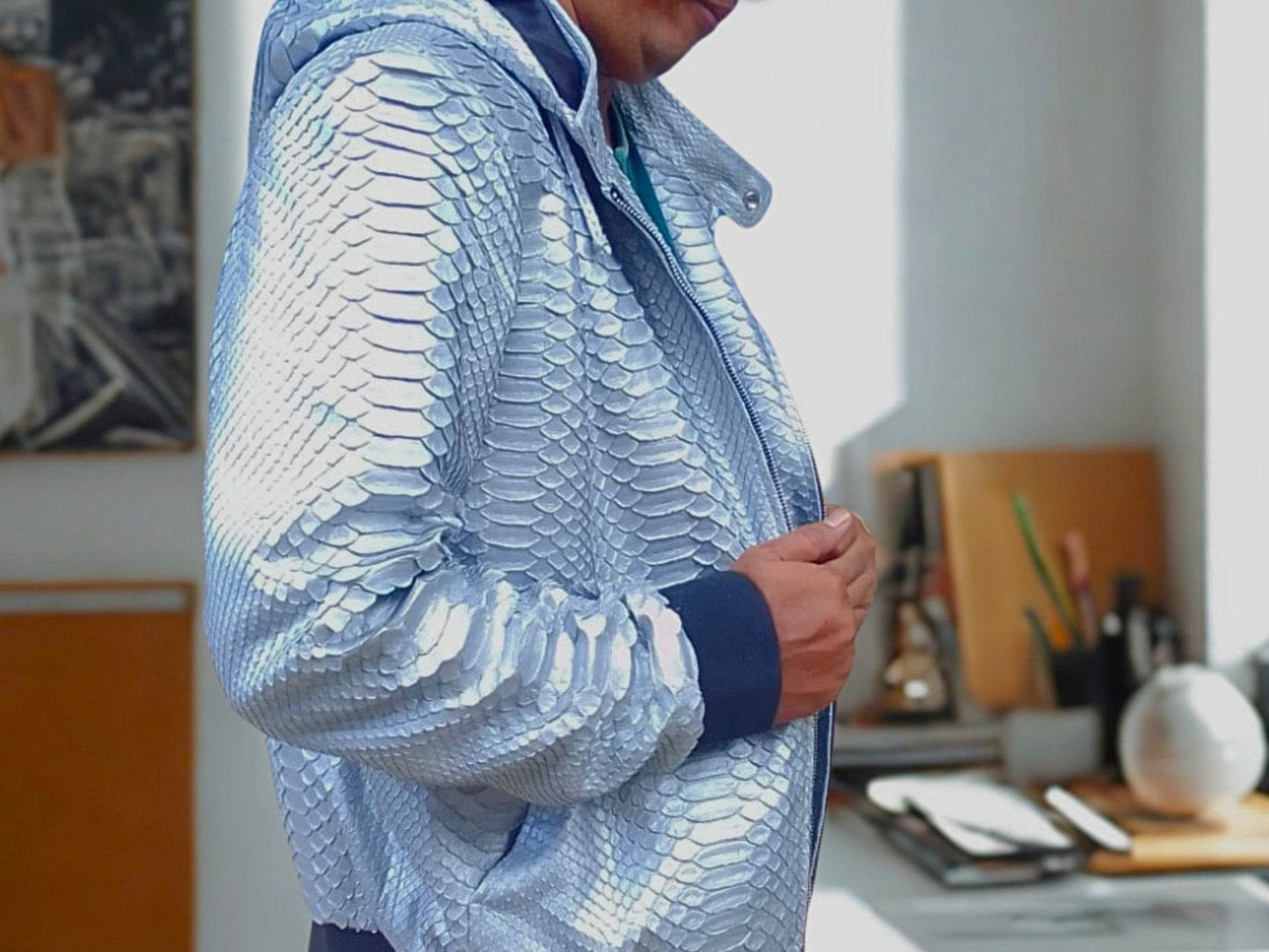 Snakeskin Hoodie Varsity Jacket - LFM Fashion
