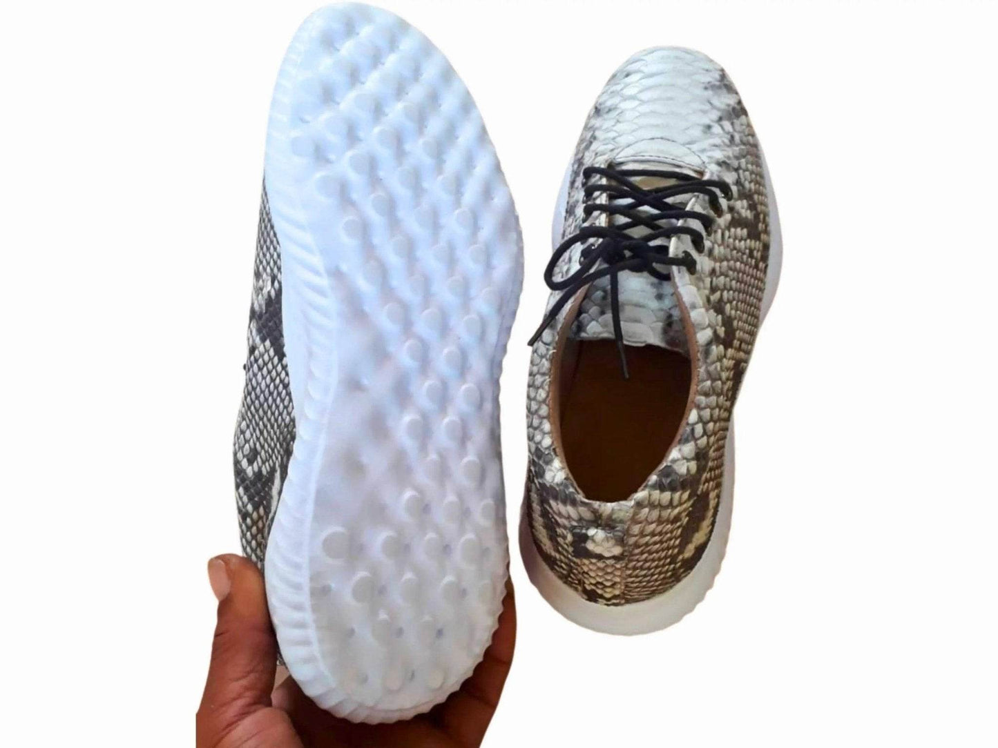Snakeskin Lace-up Sneaker Shoes - LFM Fashion