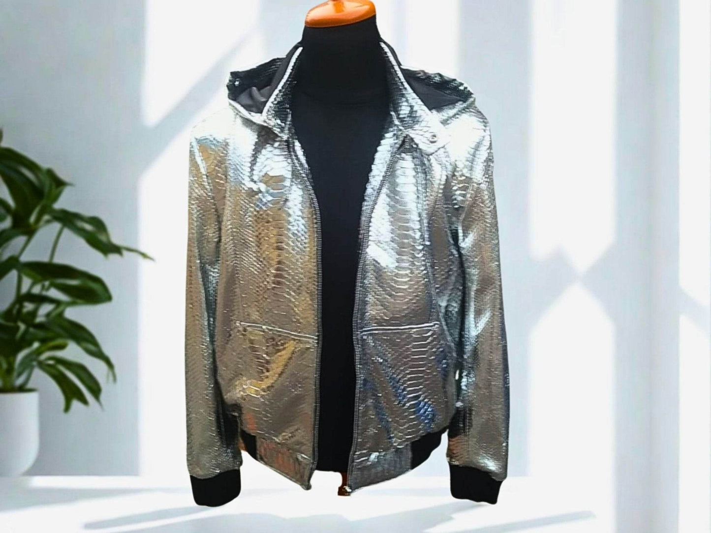 Snakeskin Leather Jackets with Hoodies - LFM Fashion