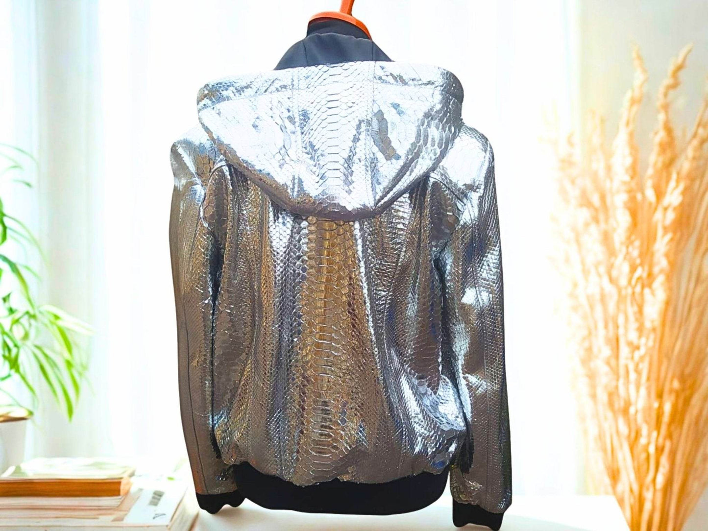 Snakeskin Leather Jackets with Hoodies - LFM Fashion