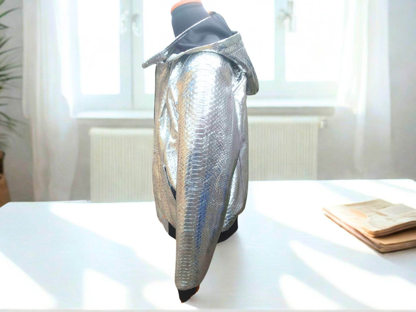 Snakeskin Leather Jackets with Hoodies - LFM Fashion