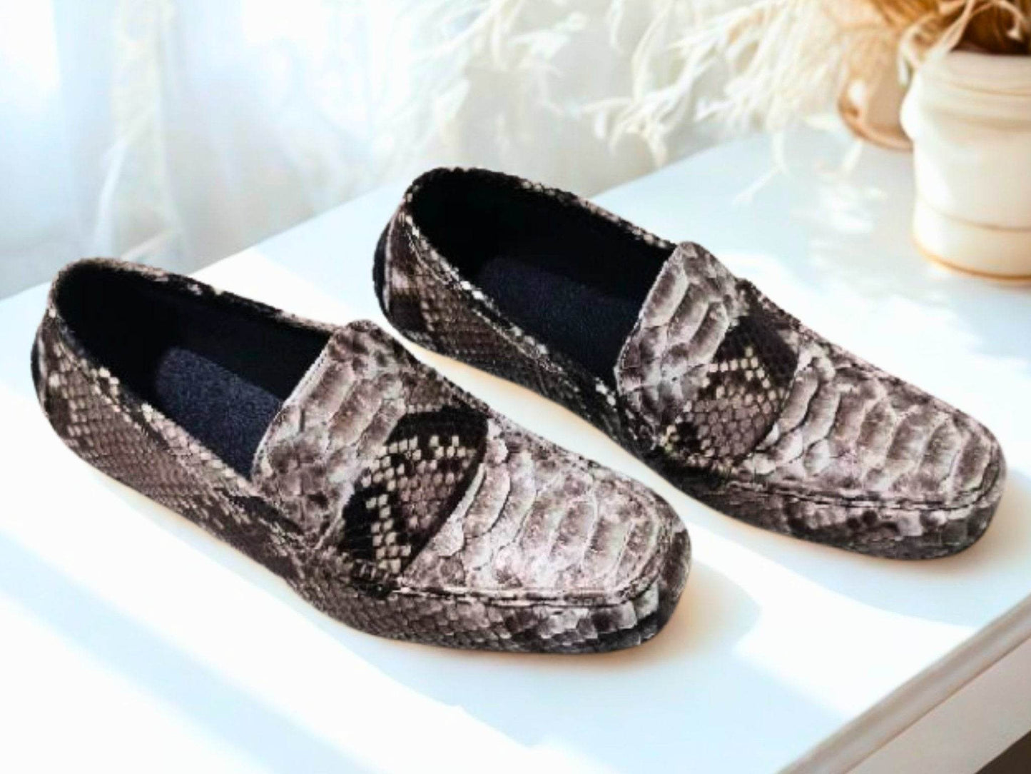 Snakeskin Moccasin Shoes - LFM Fashion