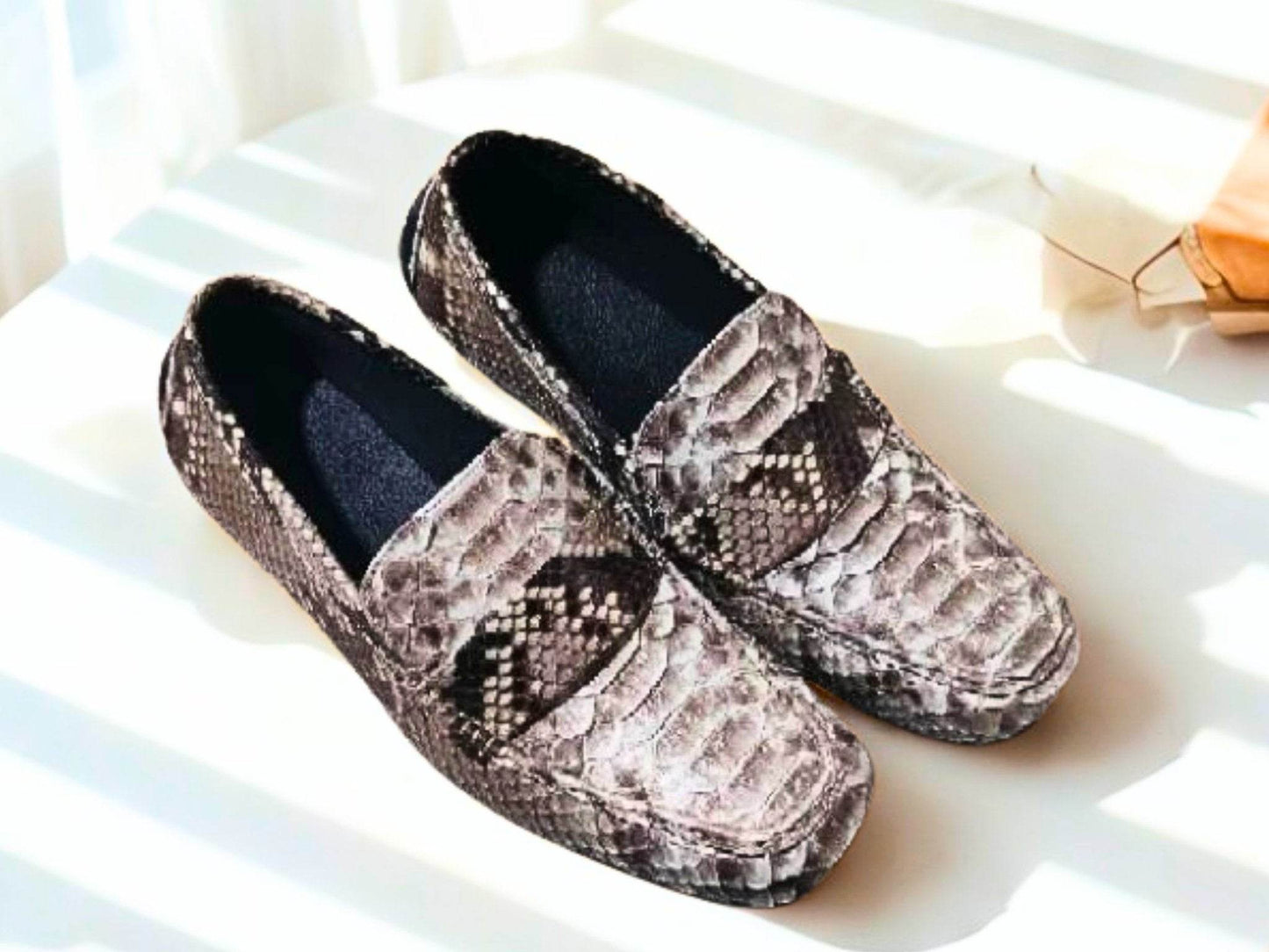 Snakeskin Moccasin Shoes - LFM Fashion