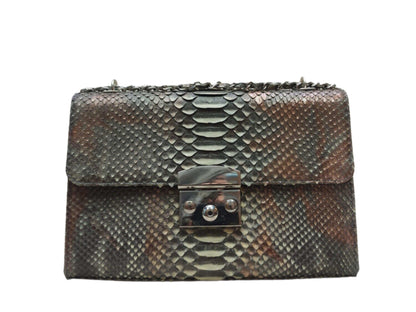 Python Bags Snakeskin Python Small Handbag English Walnut Python Jacket by LFM Fashion