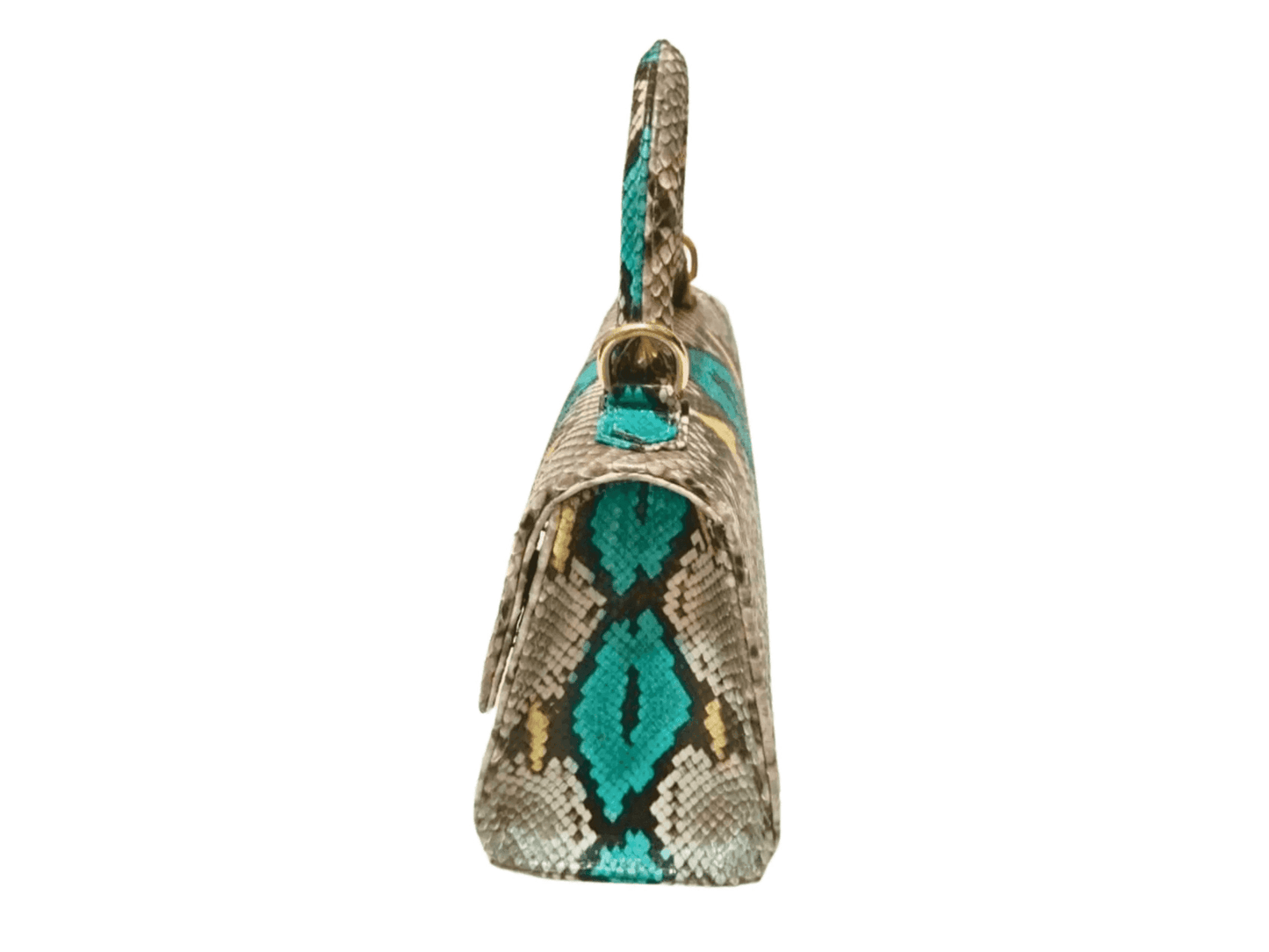 Top Handle Women Python Handbag Chain Strap