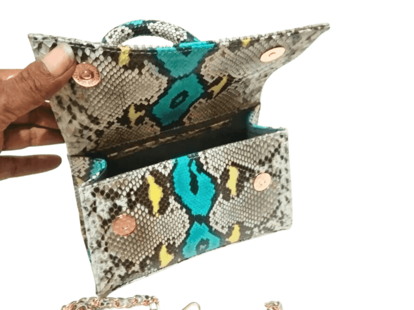 Top Handle Women Python Handbag Chain Strap - LFM Fashion