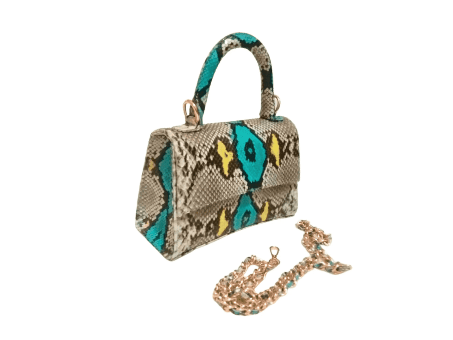 Top Handle Women Python Handbag Chain Strap - LFM Fashion