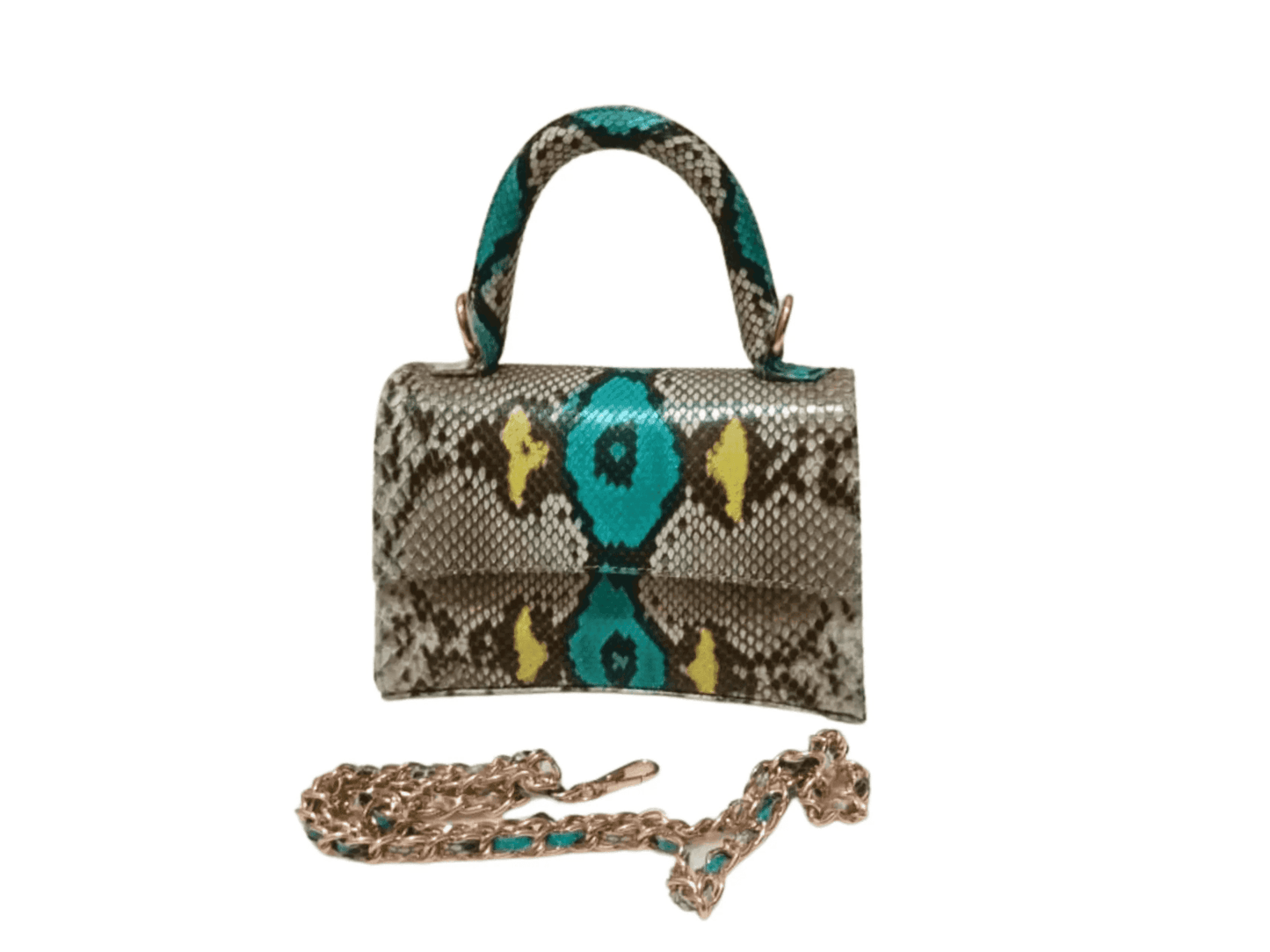 Top Handle Women Python Handbag Chain Strap - LFM Fashion