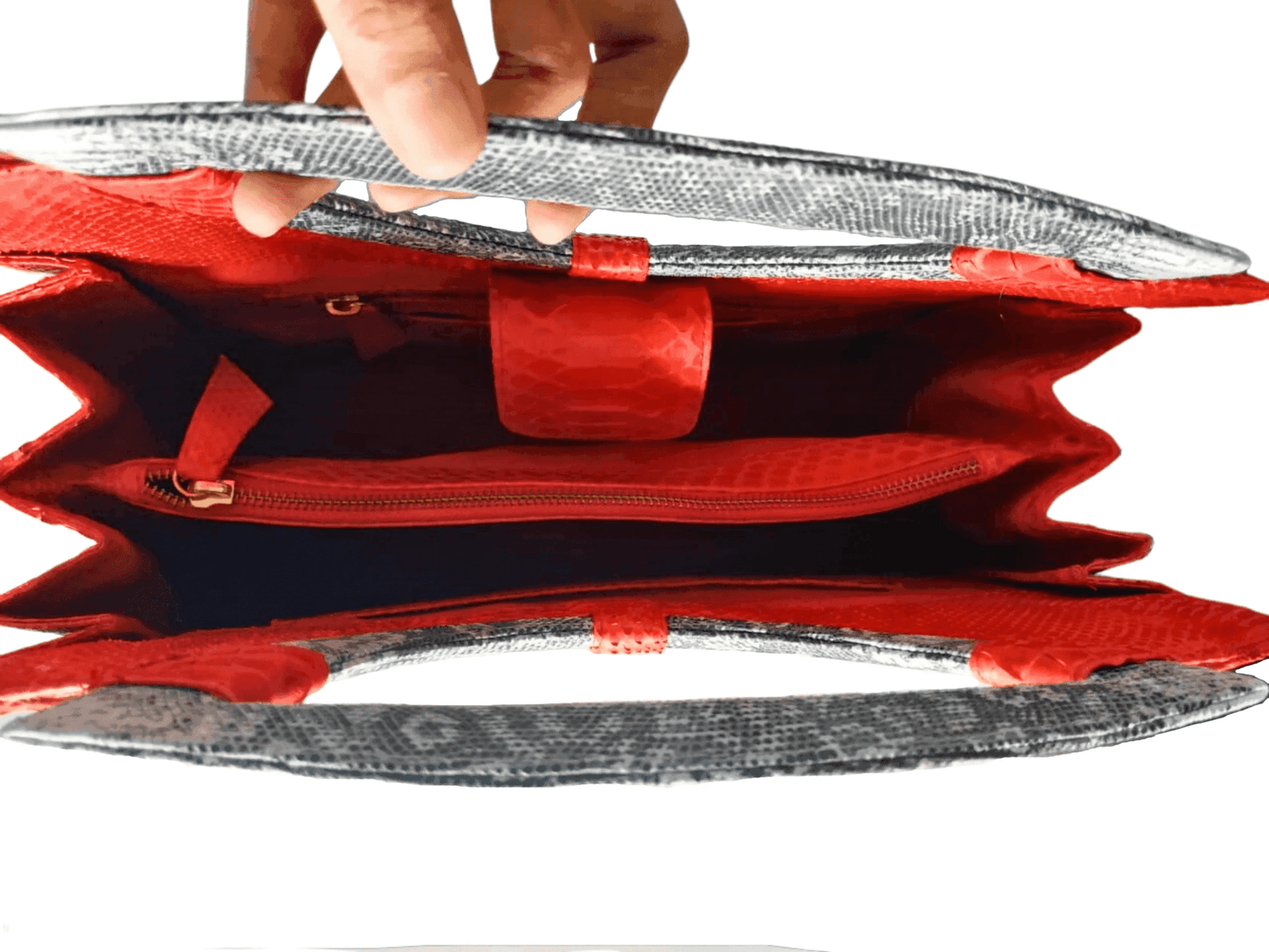 Tote Python Snakeskin Women Bag with Natural Lizard Skin Trim - LFM Fashion