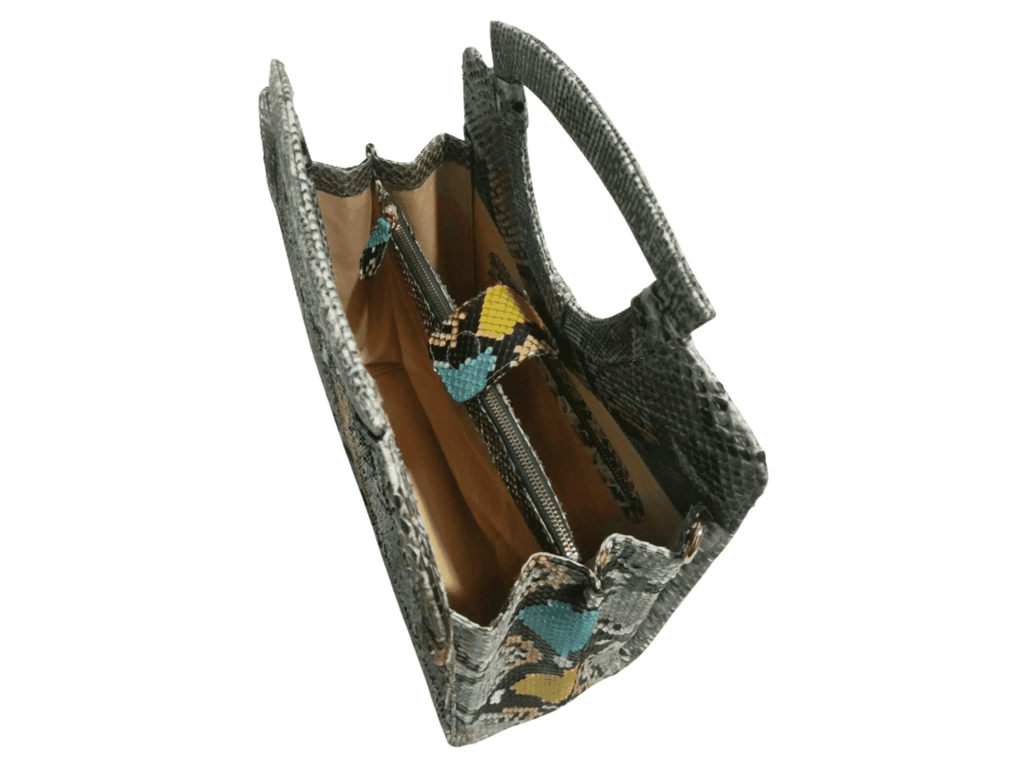 Tote Python Snakeskin Women Bag with Natural Lizard Skin Trim - LFM Fashion