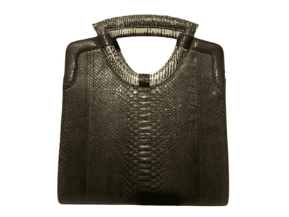 Tote Python Snakeskin Women Bag with Natural Lizard Skin Trim Taupe Python Jacket by LFM Fashion